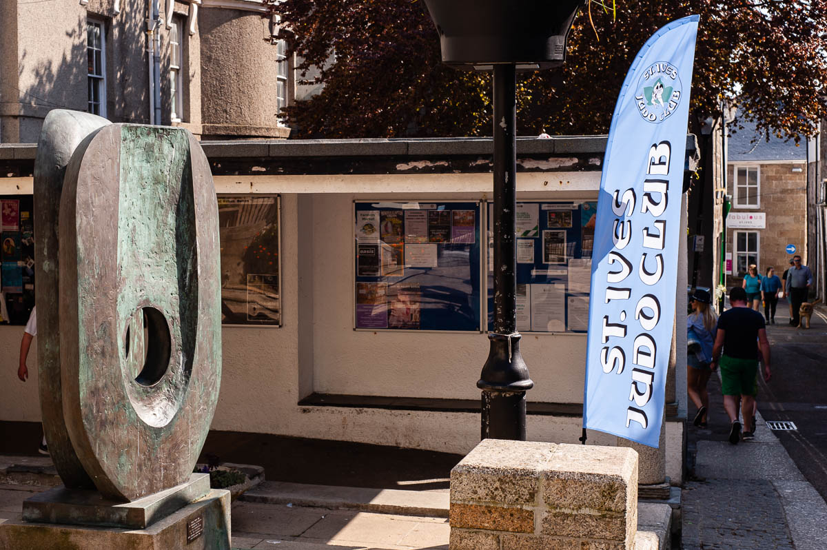 St Ives Banner out side the Guildhall